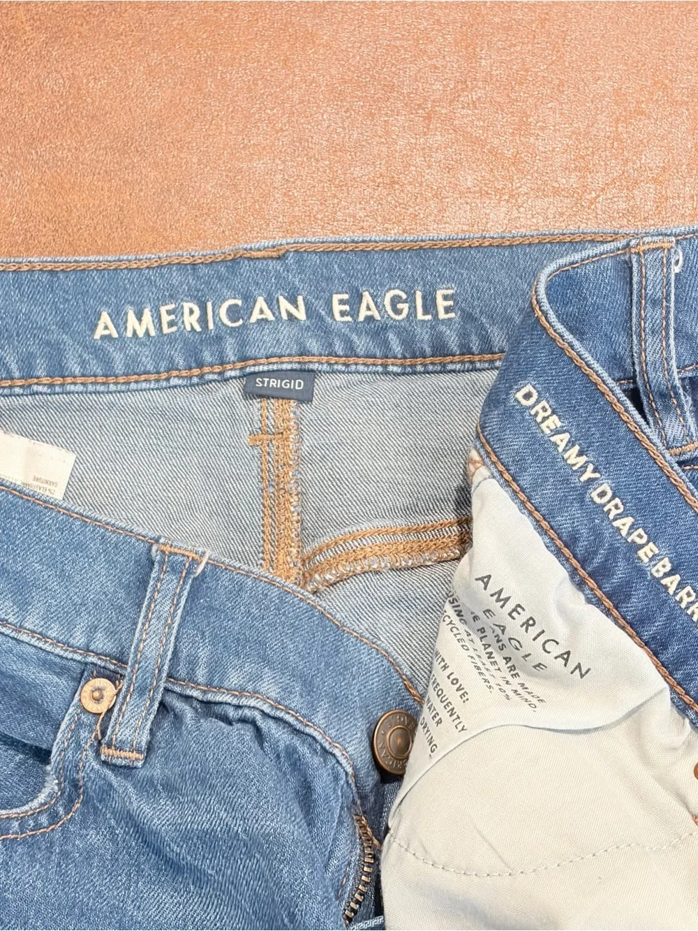 American Eagle Dreamy Drape Barrel Jeans 8 Blue Y2K Baggy Denim Core